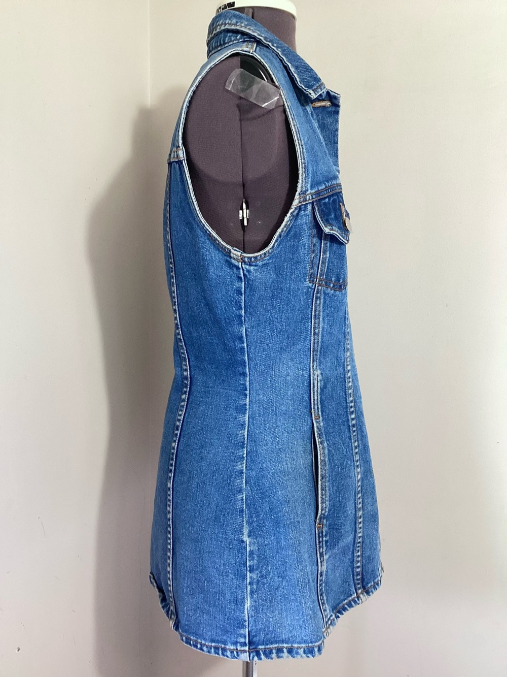 Nada Nuff Vtg Button Up Jean Denim Mini Dress Jrs M - Picture 4 of 15